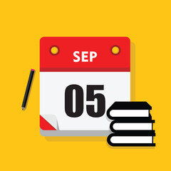 calender icon, 05 september icon with yellow background