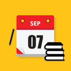 calender icon, 07 september icon with yellow background