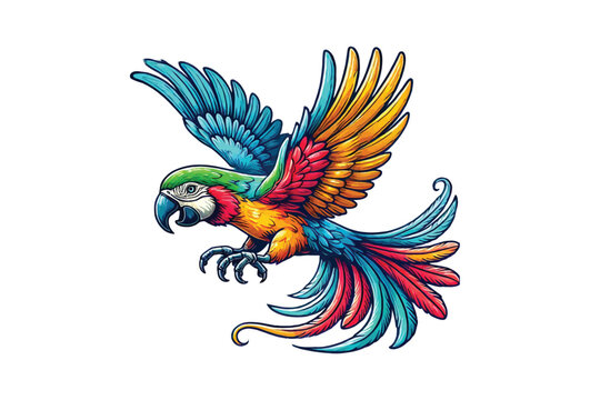 arrot flying color vector illustration with white background
