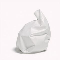 A crumpled plastic bottle is featured as an isolated cut-out object against a white backdrop