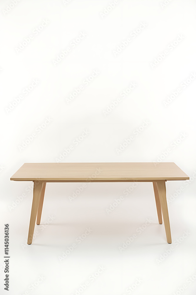 Aufkleber A large wooden table with a minimalist design sits against a clean white background in a photo editing setting._00001_