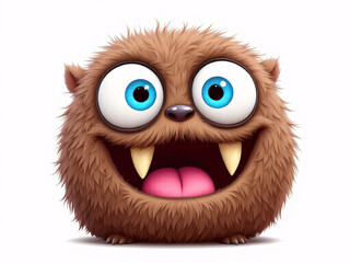 A funny furry brown monster with tongue out