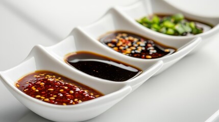 Aromatic Asian Dipping Sauces Displayed
