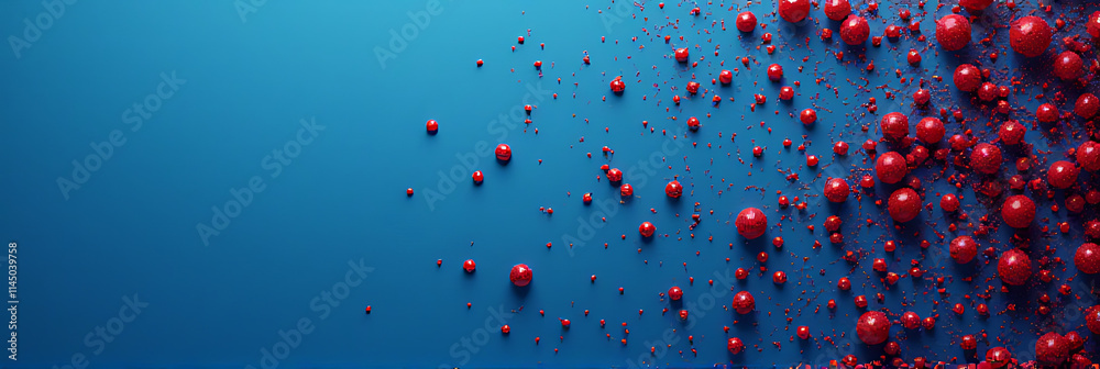 Aufkleber A design concept combines dots of red fabric on a blue background for decorative use as a key visual element._00001_