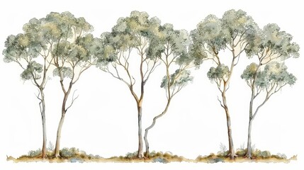 Hand drawn watercolor tree top view for landscape planning and garden design elements