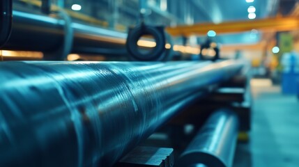 Obraz premium Large Metal Pipes in Industrial Setting
