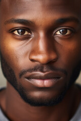Obraz premium Portrait of a person of African ethnicity with bright facial features, an expression of warmth and confidence. Ethnic style culture.