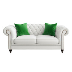 Fototapeta premium White Sofa with Green Pillows