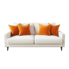 Fototapeta premium White Sofa With Orange Pillows