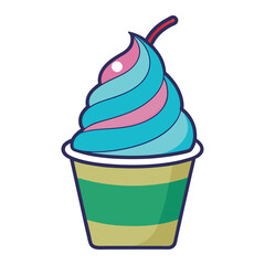 frozen yogurt silhouette vector on white background