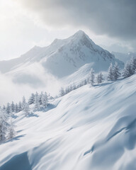 Obraz premium Minimalist Snowy Mountains landscape