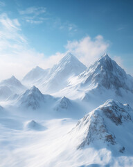 Obraz premium Minimalist Snowy Mountains landscape