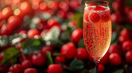 A sparkling champagne glass with a backdrop of colorful New Year fireworks illuminating the sky.