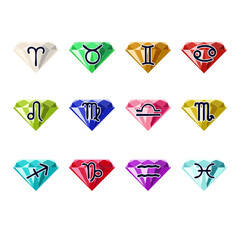 星座記号と宝石のアイコンイラスト