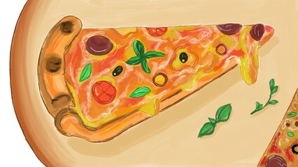 slice of pizza with cheese and tomatoes