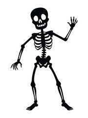 full skeleton in playful or eerie poses illustration