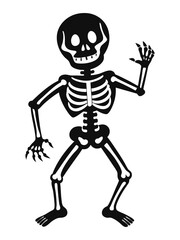 full skeleton in playful or eerie poses illustration