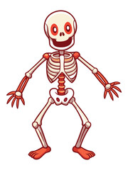 full skeleton in playful or eerie poses illustration
