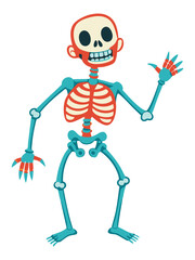 full skeleton in playful or eerie poses illustration