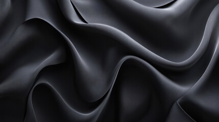 Fototapeta premium An elegant close-up of smooth, flowing black fabric creating a rich texture and deep shadows.