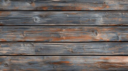 Obraz premium Rustic wooden planks with a weathered blue and brown finish.