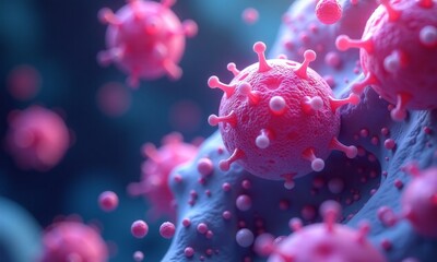 microscopic cells biology cellular structure pink and blue