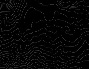 Curvas de nivel, mapa topográfico sobre fondo negro © Stockchi