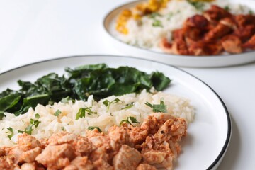 Photography of homemade plated meals. Ranging from rice dishes to wraps to chicken to pasta.