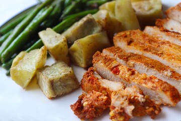 Photography of homemade plated meals. Ranging from rice dishes to wraps to chicken to pasta.