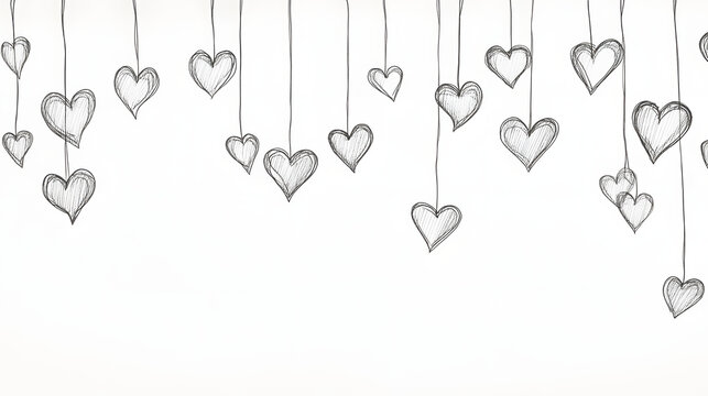 Hand-Drawn Heart Garland with Simple White Space 