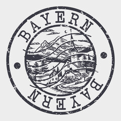 Bayern, Germany Stamp Postal. Silhouette Seal. Passport Round Design. Vector Icon. Design Retro Travel. National Symbol.