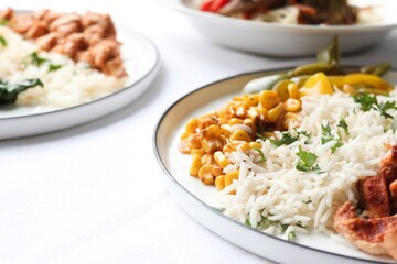 Photography of homemade plated meals. Ranging from rice dishes to wraps to chicken to pasta.