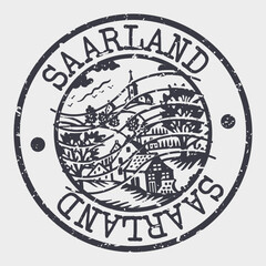 Saarland, Germany Stamp Postal. Silhouette Seal. Passport Round Design. Vector Icon. Design Retro Travel. National Symbol.