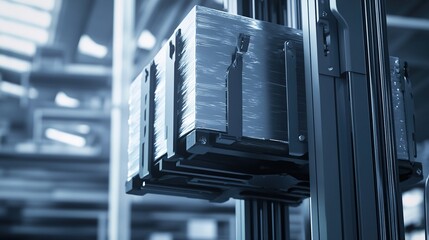 Obraz premium Automated System Lifting Metal Package In Factory