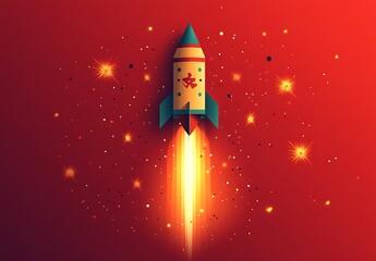 Naklejka premium Rocket Soaring Through the Sky in a Stunning Display 