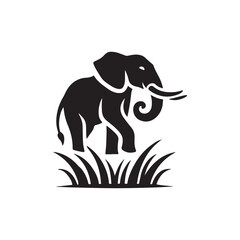elephant silhouette vector line art logo illustration