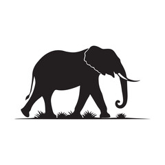 elephant silhouette vector line art logo illustration