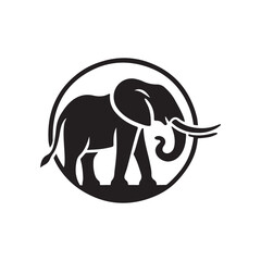 elephant silhouette vector line art logo illustration