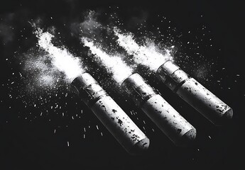 Explosive Burst of Bullets Shattering in Mid-Air
