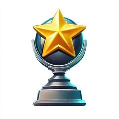 illustration of a fifth place trophy featuring a golden star on top with a shiny metallic finish, isolated on a white background.