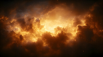 Fototapeta premium Glowing orange clouds and dark space.