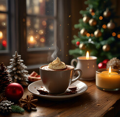 cup of coffee with chocolate AI generative