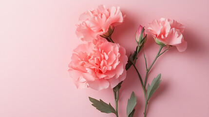 Obraz premium A top view of a pink carnation for Mother's Day.