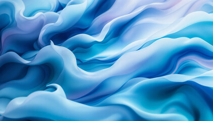 Obraz premium Soft, flowing blue fabric with abstract, wavy patterns and textures.