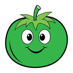 green tomato on white background