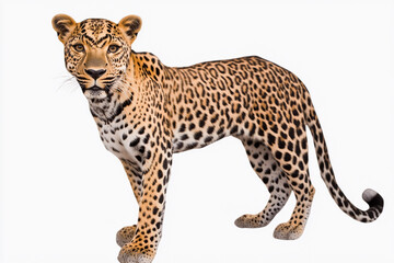 Naklejka premium Leopard standing proudly in a natural posture indoors