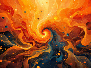 Obraz premium Abstract swirling flames with intense orange and red hues, radiating bright energy.