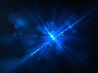Glowing blue nebula with celestial light beams, evoking a mystical and ethereal cosmic scene.