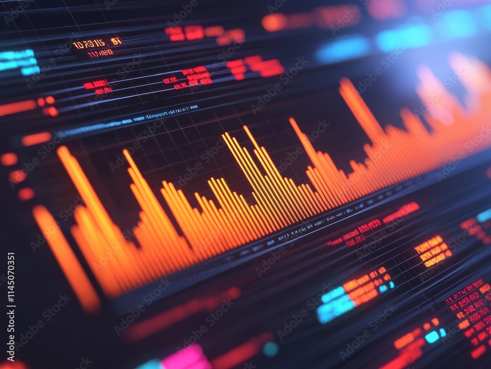 Poster Marketing metrics displaying on advanced digital interface with futuristic vibe
