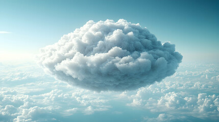 Single cumulus cloud floating above a layer of smaller clouds under a clear blue sky.